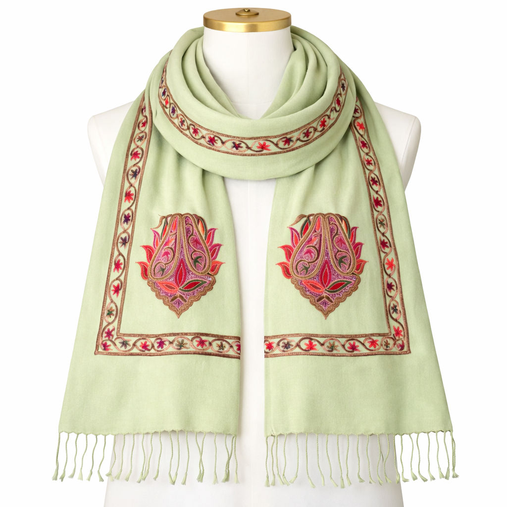 Large Paisley Embroidery Scarf Wrap